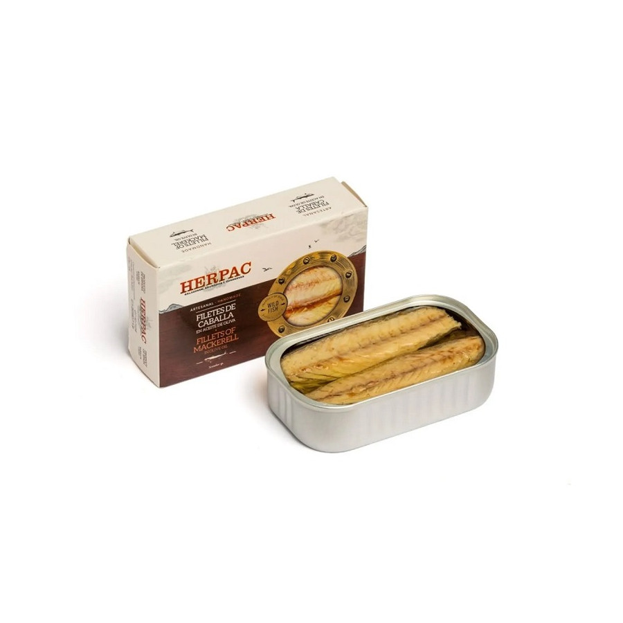 FILETES DE CABALLA EN ACEITE DE OLIVA LATA 120g. HERPAC BARBATE