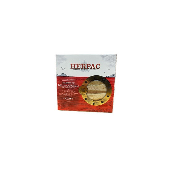 FILETES E MELVA CANUTERA EN ACEITE DE OLIVA LATA 525g. HERPAC BARBATE
