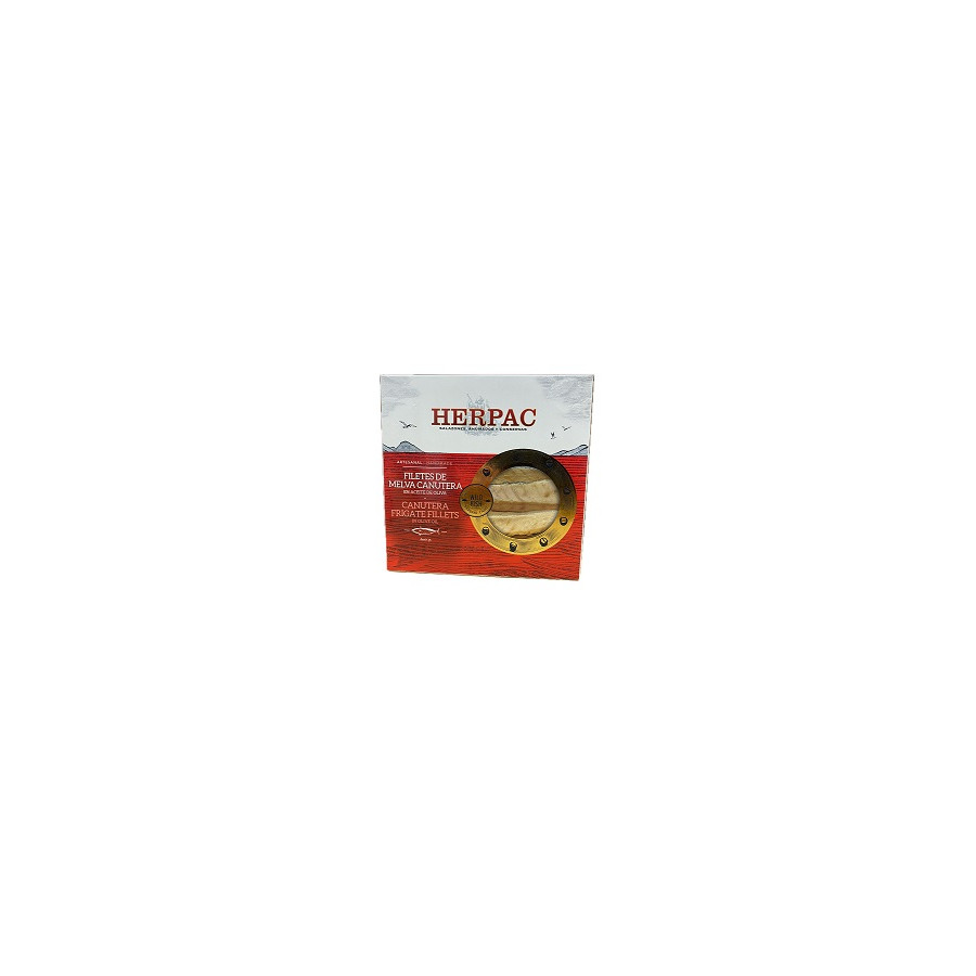 FILETES E MELVA CANUTERA EN ACEITE DE OLIVA LATA 525g. HERPAC BARBATE