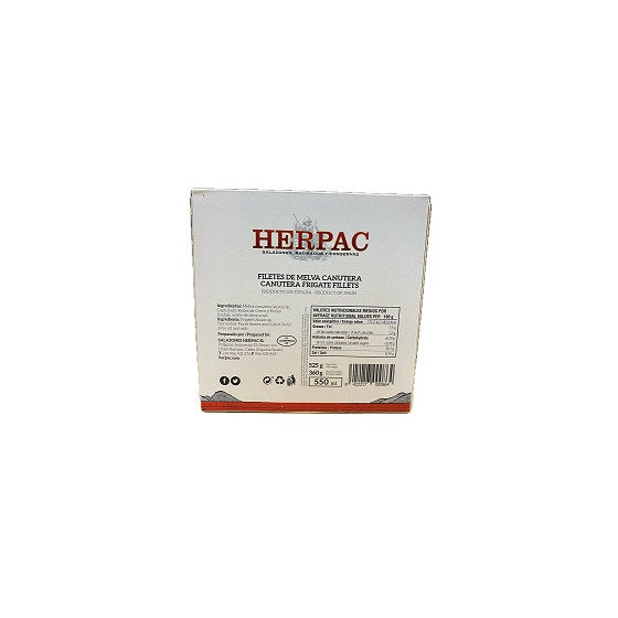 FILETES E MELVA CANUTERA EN ACEITE DE OLIVA LATA 525g. HERPAC BARBATE