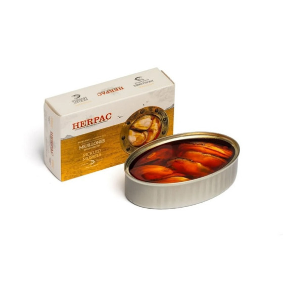 MEJILLONES EN ESCABECHE LATA 115g. HERPAC BARBATE