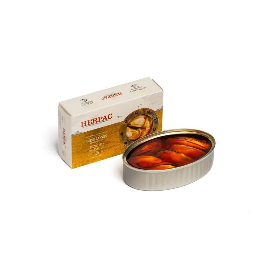 MEJILLONES EN ESCABECHE LATA 115g. HERPAC BARBATE