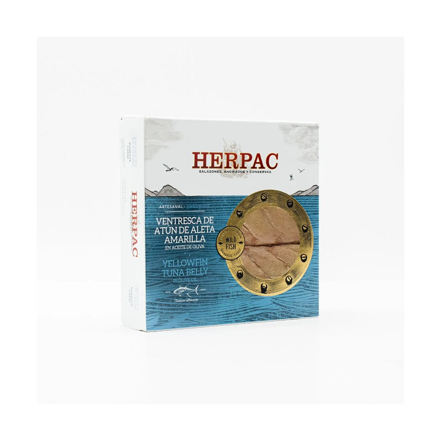 VENTRESCA DE ATÚN DE ALETA AMARILLA EN ACEITE DE OLIVA LATA 523g. HERP