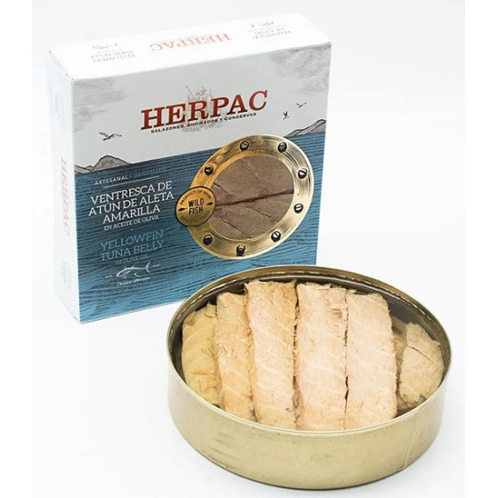 VENTRESCA DE ATÚN DE ALETA AMARILLA EN ACEITE DE OLIVA LATA 523g. HERP