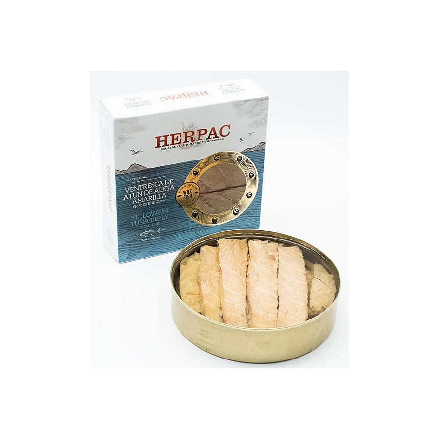 VENTRESCA DE ATÚN DE ALETA AMARILLA EN ACEITE DE OLIVA LATA 523g. HERP