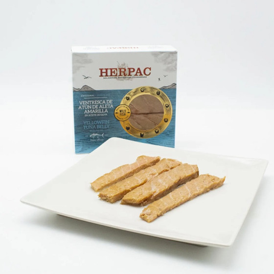 VENTRESCA DE ATÚN DE ALETA AMARILLA EN ACEITE DE OLIVA LATA 523g. HERP