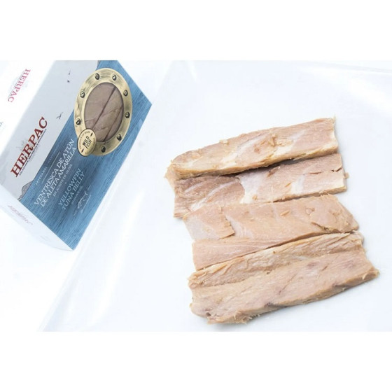 VENTRESCA DE ATÚN DE ALETA AMARILLA EN ACEITE DE OLIVA LATA 245g. HERP