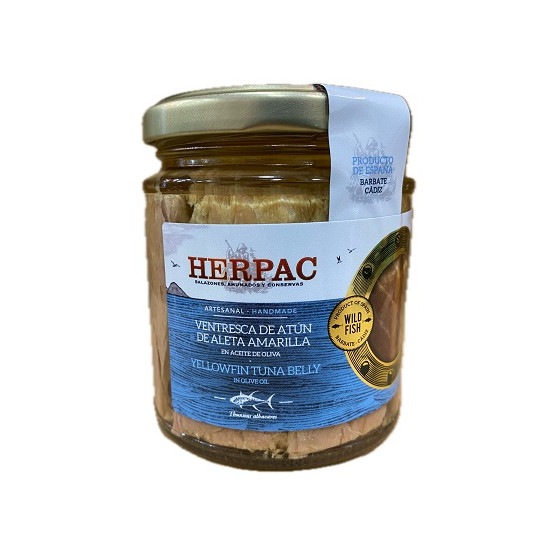 VENTRESCA DE ATÚN DE ALETA AMARILLA EN ACEITE DE OLIVA TARRO 250g. HER