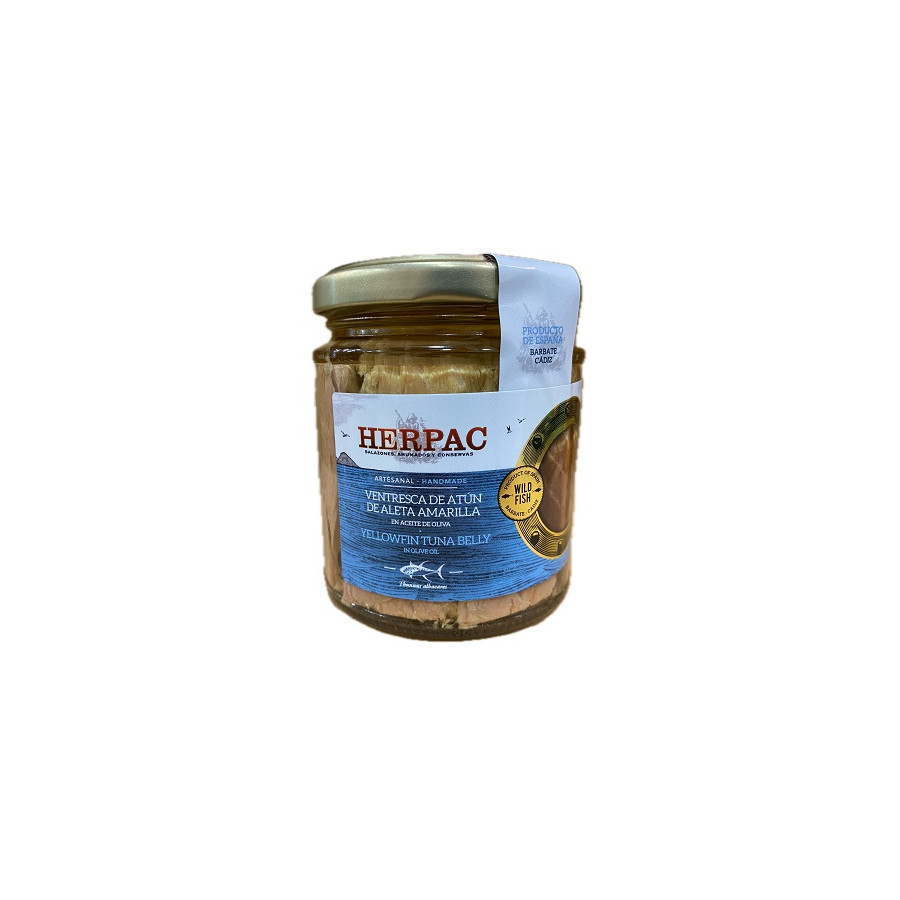 VENTRESCA DE ATÚN DE ALETA AMARILLA EN ACEITE DE OLIVA TARRO 250g. HER