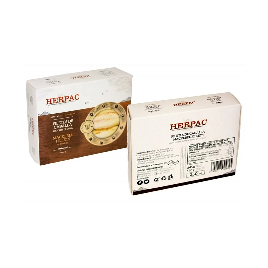 FILETES DE CABALLA EN ACEITE DE OLIVA LATA 245g. HERPAC BARBATE
