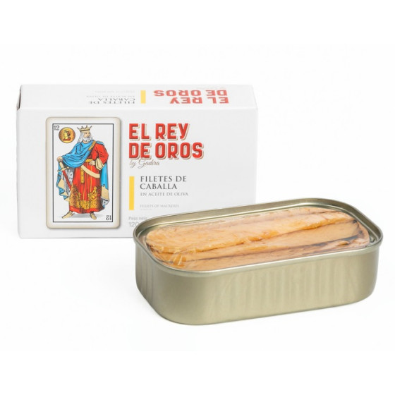 FILETES DE CABALLA EN ACEITE DE OLIVA LATA 120g. EL REY DE OROS BARBAT