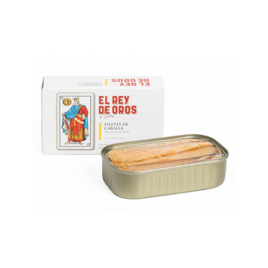 FILETES DE CABALLA EN ACEITE DE OLIVA LATA 120g. EL REY DE OROS BARBAT