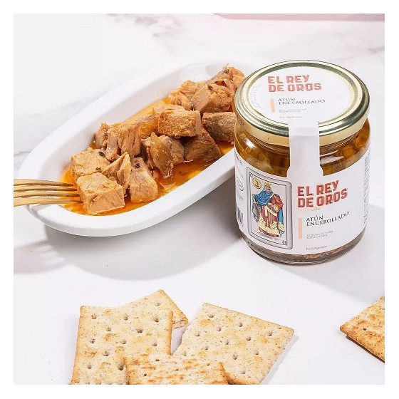 TARRO DE ATÚN ENCEBOLLADO 250 gr. EL REY DE OROS BARBATE