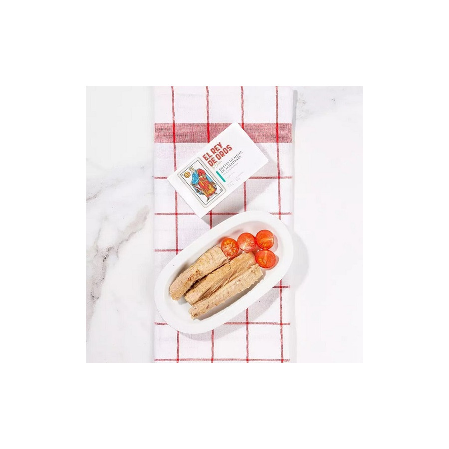 FILETES DE MELVA DE ALMADRABA EN ACEITE DE OLIVA LATA 120g. EL REY DE 