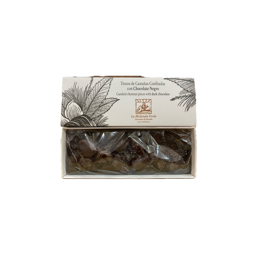TROZOS DE CASTAÑAS CONFITADAS CON CHOCOLATE NEGRO 150 gr