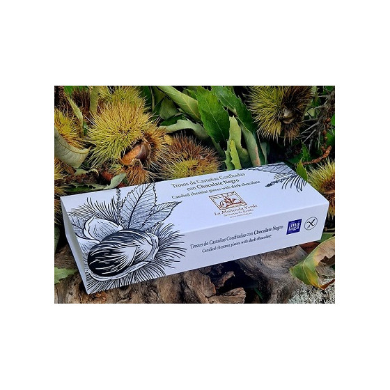 TROZOS DE CASTAÑAS CONFITADAS CON CHOCOLATE NEGRO 150 gr