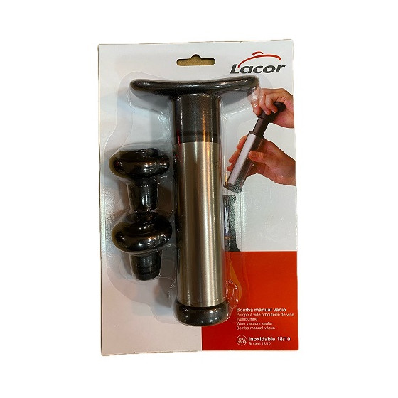 BOMBA MANUAL DE VACIO PARA BOTELLAS DE VINO CON DOS TAPONES