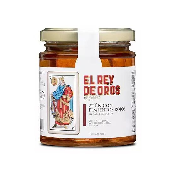 TARRO DE ATÚN CON PIMIENTOS ROJOS 250 gr. EL REY DE OROS BARBATE
