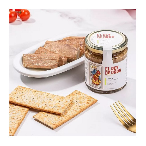 TARRO DE ATÚN EN ACEITE DE OLIVA 250 gr. EL REY DE OROS BARBATE