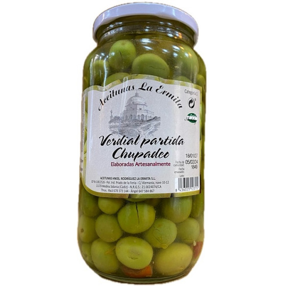 ACEITUNAS VERDIAL PARTIDAS CHUPADEO 1350 gr. ACEITUNAS LA ERMITA