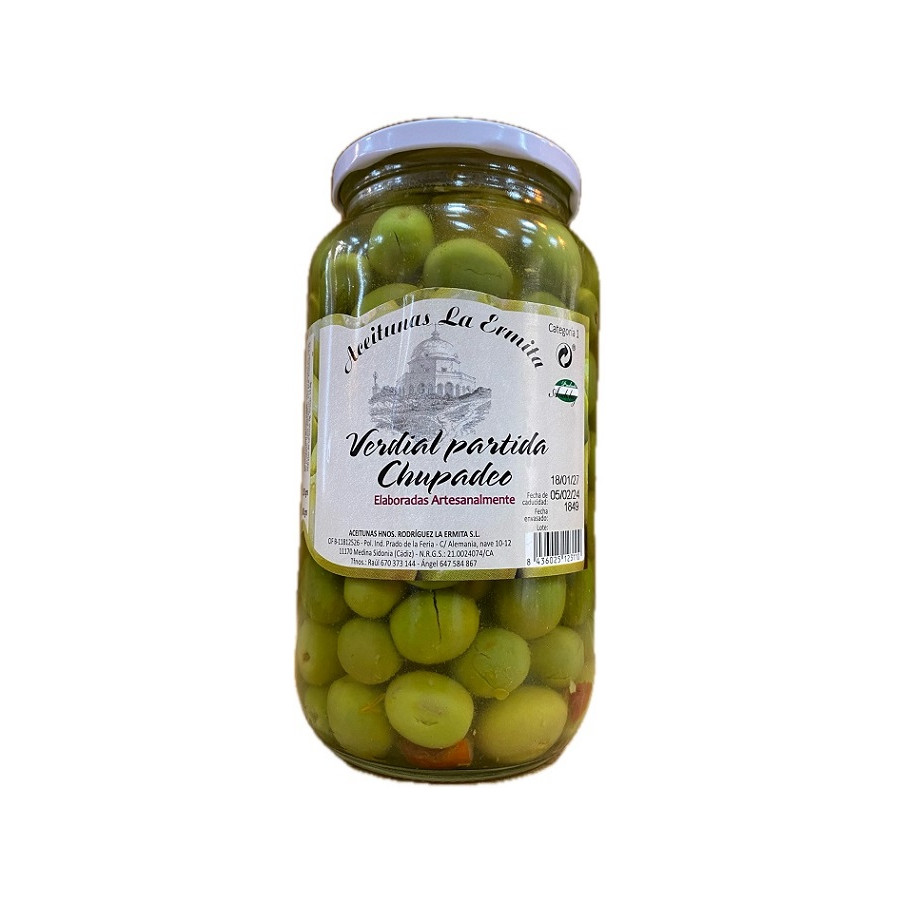 ACEITUNAS VERDIAL PARTIDAS CHUPADEO 1350 gr. ACEITUNAS LA ERMITA