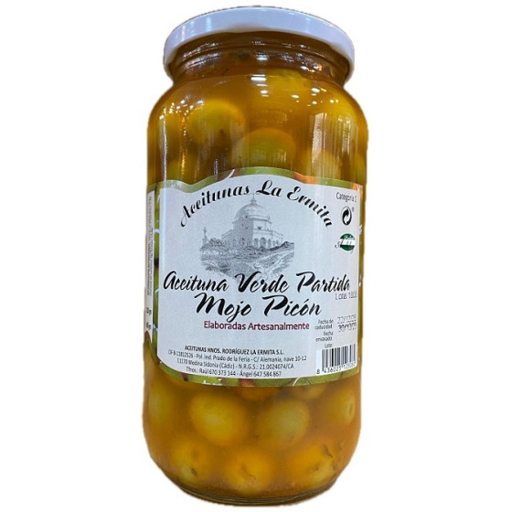 ACEITUNAS VERDE PARTIDAS AL MOJO PICON 1350 gr. ACEITUNAS LA ERMITA