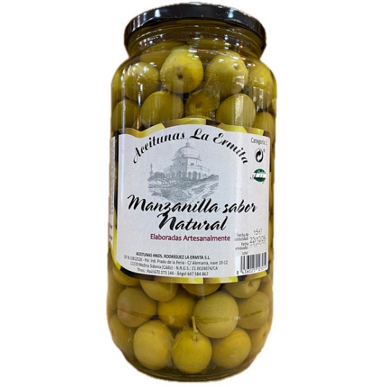 ACEITUNAS MANZANILLAS SABOR NATURAL 1350 gr. ACEITUNAS LA ERMITA