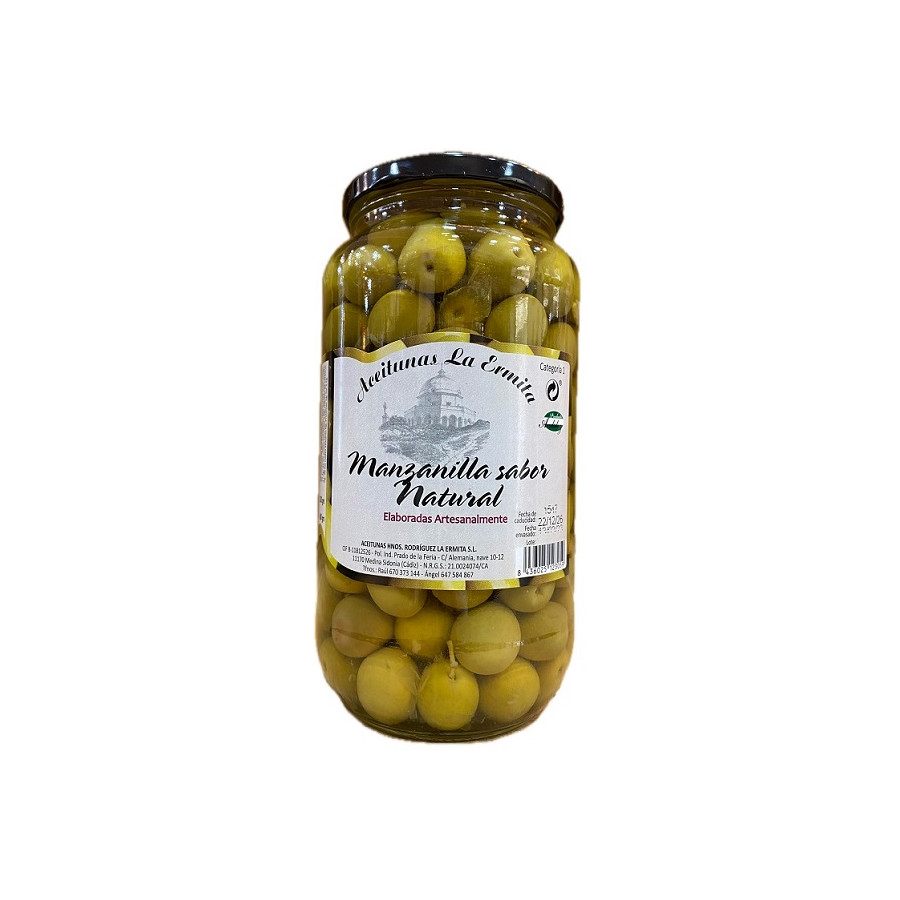 ACEITUNAS MANZANILLAS SABOR NATURAL 1350 gr. ACEITUNAS LA ERMITA
