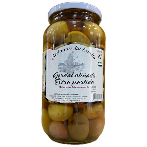 ACEITUNAS GORDAL ALIÑADAS EXTRA PARTIDAS 1350 gr. ACEITUNAS LA ERMITA