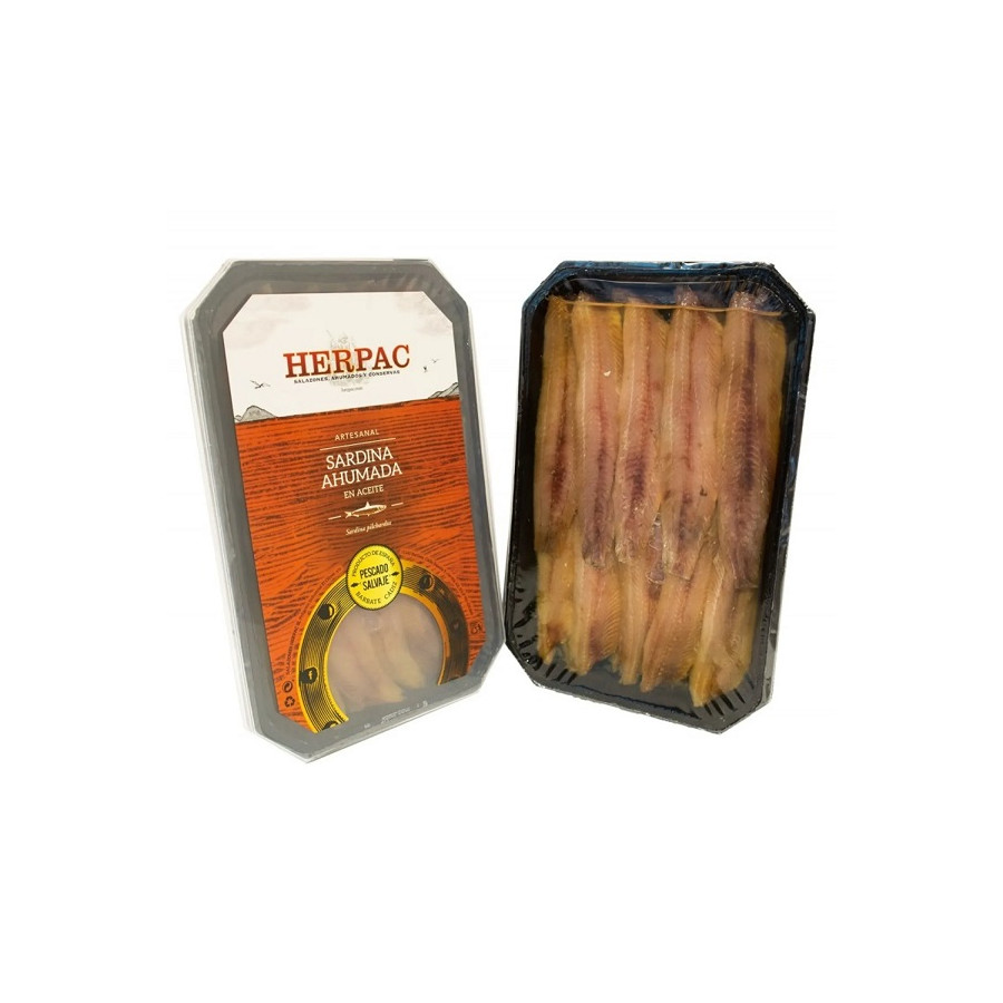 SARDINAS AHUMADAS EN ACEITE BANDEJA 150g. HERPAC BARBATE