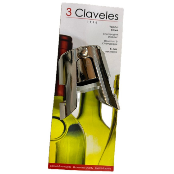 TAPÓN PARA CAVA 3 CLAVELES 5 CM – CROMADO DE ALTA CALIDAD PARA BOTELLA