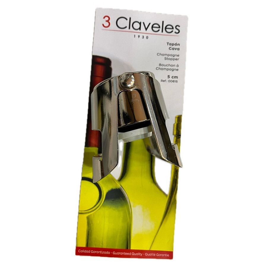 TAPÓN PARA CAVA 3 CLAVELES 5 CM – CROMADO DE ALTA CALIDAD PARA BOTELLA