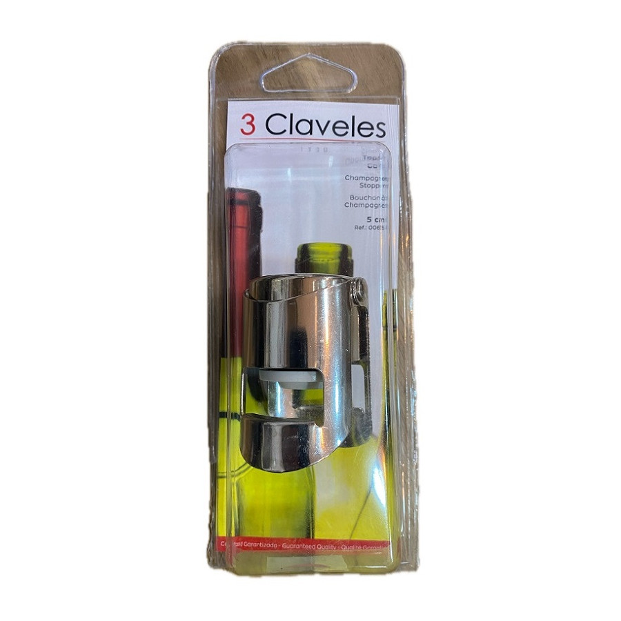 TAPÓN PARA CAVA 3 CLAVELES 5 CM – CROMADO DE ALTA CALIDAD PARA BOTELLA