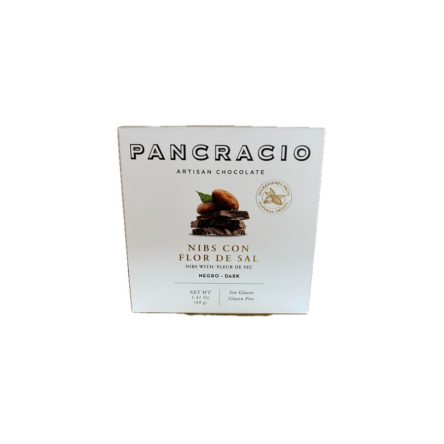 CHOCOLATE ARTESANO NIBS CON FLOR DE SAL 40g PANCRACIO