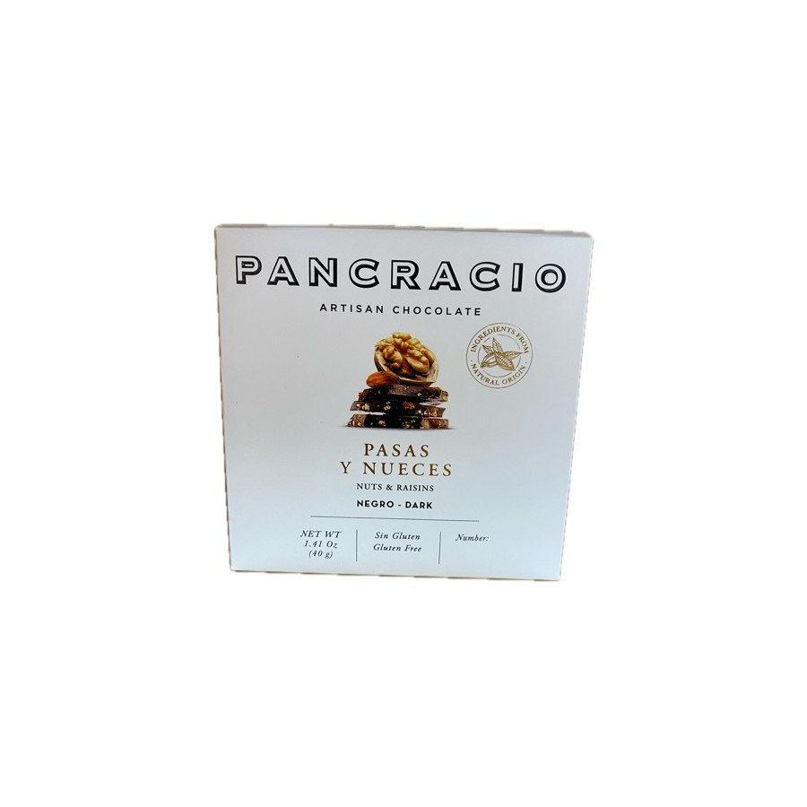 CHOCOLATE ARTESANO CON PASAS Y NUECES 40g PANCRACIO