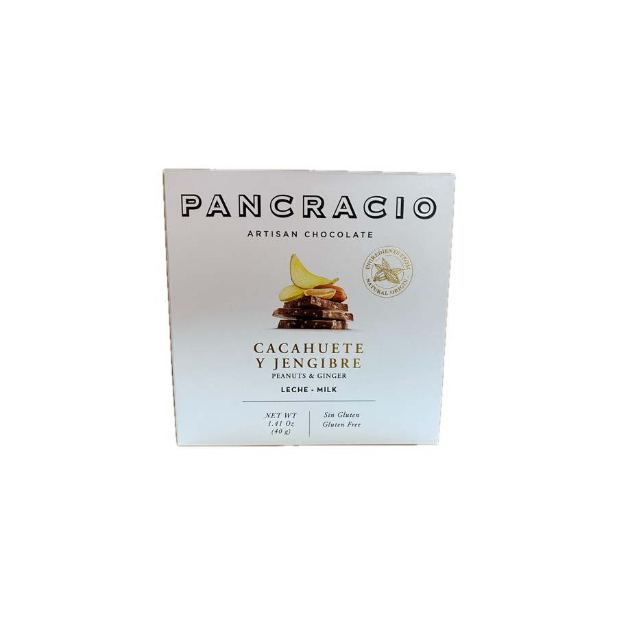 CHOCOLATE ARTESANO CACAHUETE Y JENGIBRE 40g PANCRACIO