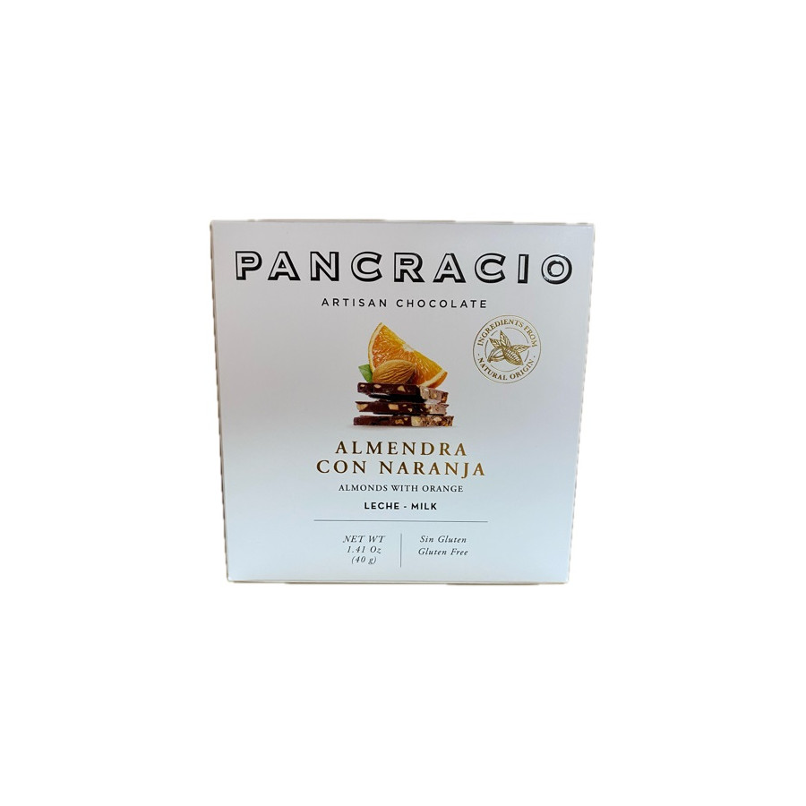 CHOCOLATE ARTESANO ALMENDRA CON NARANJA 40g PANCRACIO