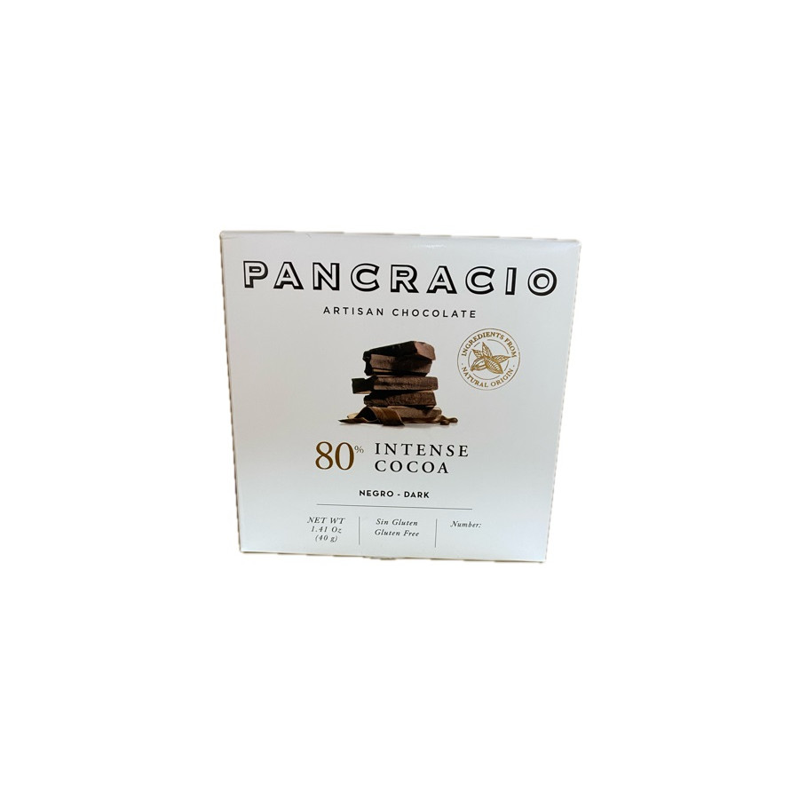 CHOCOLATE ARTESANO 80% INTENSE COCOA 40g PANCRACIO