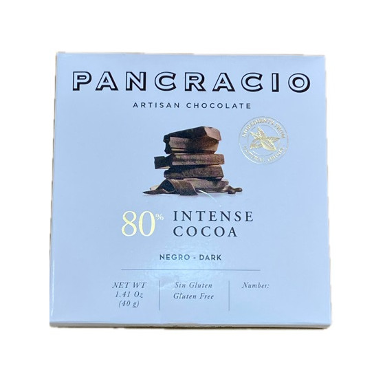 CHOCOLATE ARTESANO 80% INTENSE COCOA 40g PANCRACIO