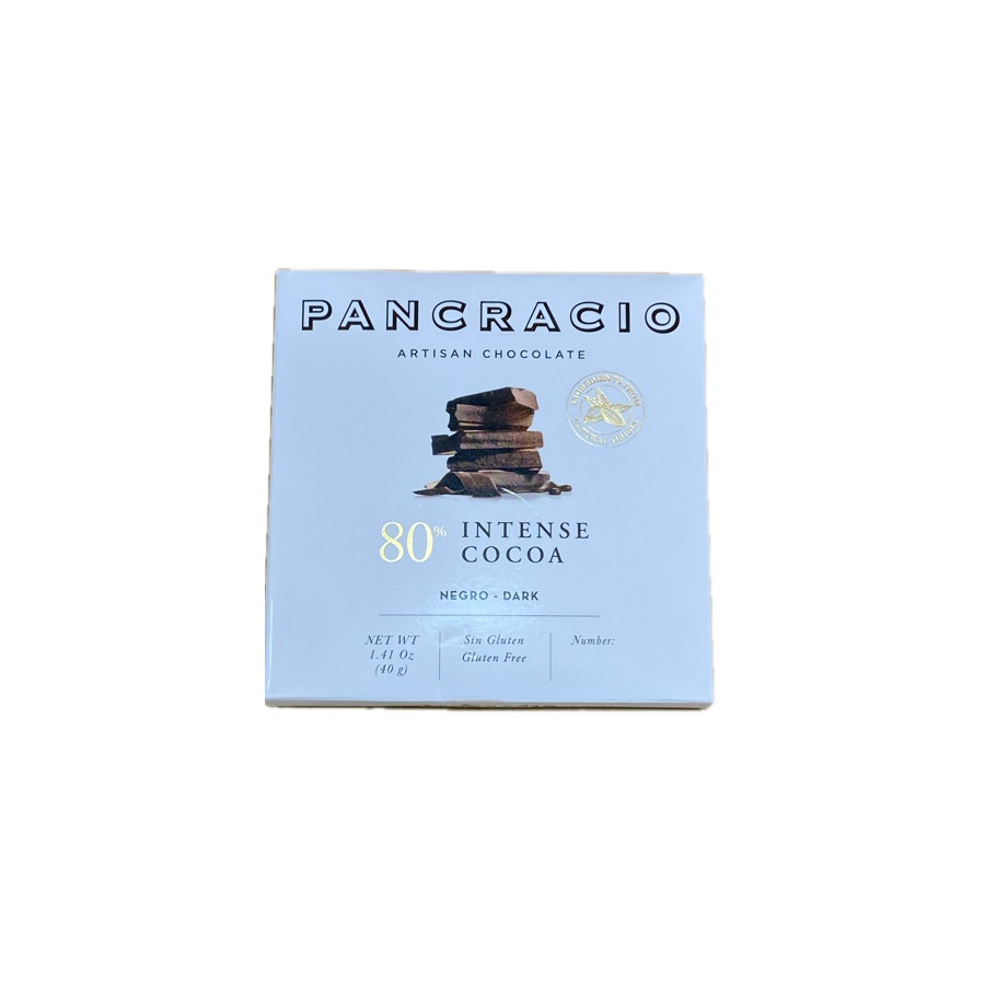 CHOCOLATE ARTESANO 80% INTENSE COCOA 40g PANCRACIO