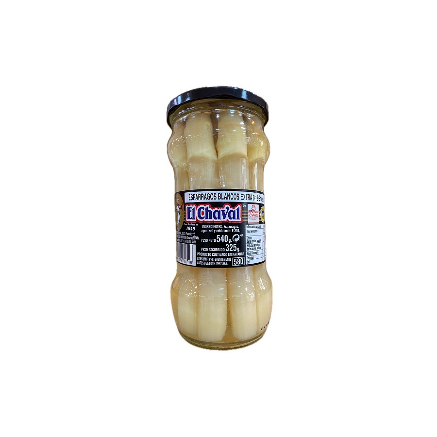 ESPÁRRAGOS BLANCOS EXTRA 9-12 UNIDADES 540G CONSERVAS EL CHAVAL NAVARR