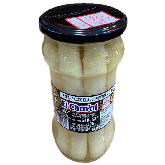ESPÁRRAGOS BLANCOS EXTRA 9-12 UNIDADES 540G CONSERVAS EL CHAVAL NAVARR