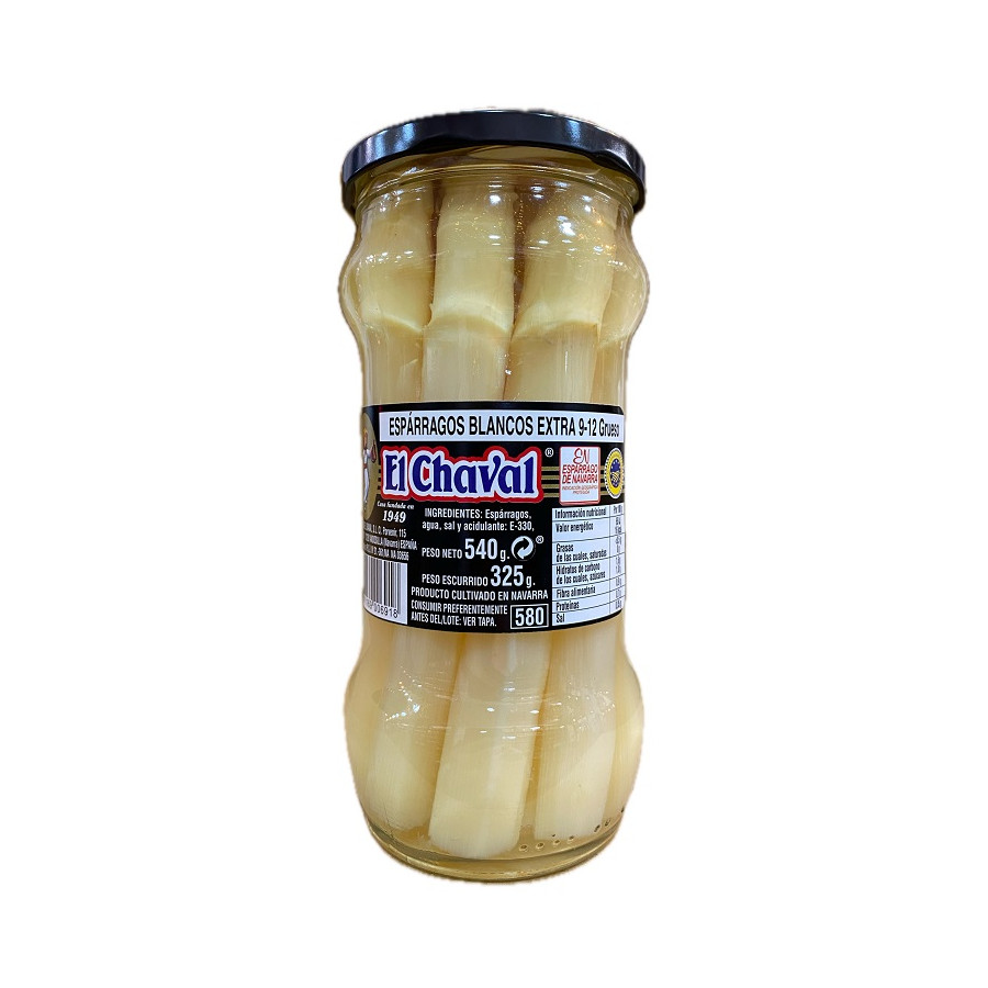 ESPÁRRAGOS BLANCOS EXTRA 9-12 UNIDADES 540G CONSERVAS EL CHAVAL NAVARR