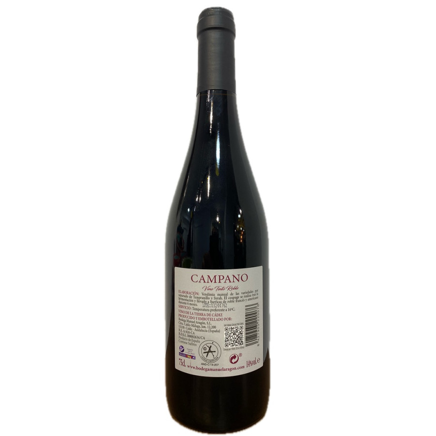 CAMPANO ROBLE 75 CL – VINO TINTO DE BODEGAS MANUEL ARAGÓN