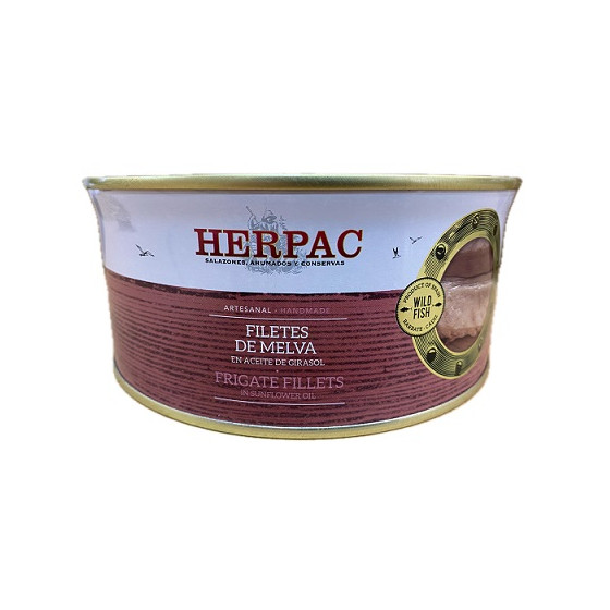 FILETES DE MELVA EN ACEITE DE GIRASOL LATA 1015g. HERPAC BARBATE