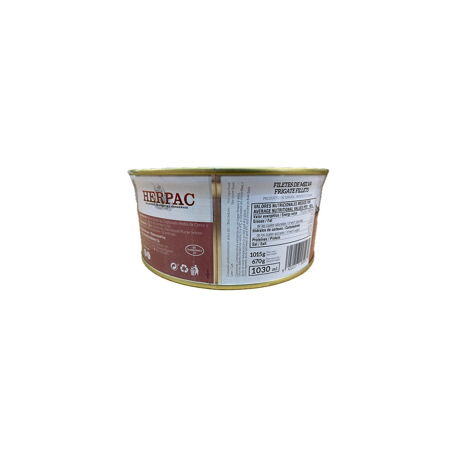 FILETES DE MELVA EN ACEITE DE GIRASOL LATA 1015g. HERPAC BARBATE