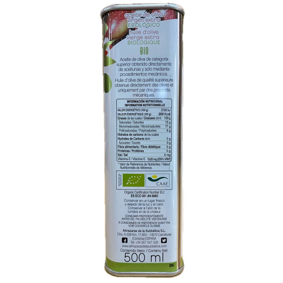 ACEITE DE OLIVA VIRGEN EXTRA ECOLÓGICO 500ML ALMAOLIVA BIO EN LATA