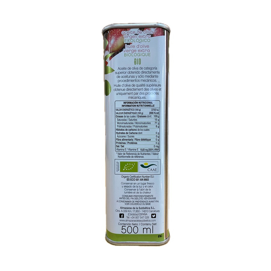 ACEITE DE OLIVA VIRGEN EXTRA ECOLÓGICO 500ML ALMAOLIVA BIO EN LATA