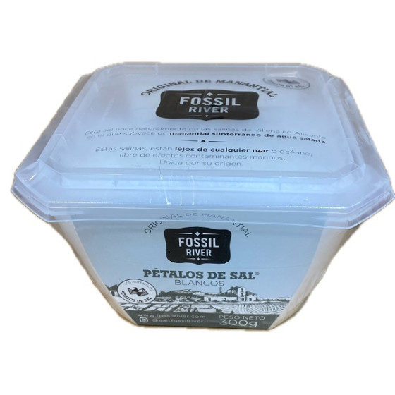PÉTALOS DE SAL BLANCOS FOSSIL RIVER 300 G – SAL GOURMET PREMIUM DE TEX
