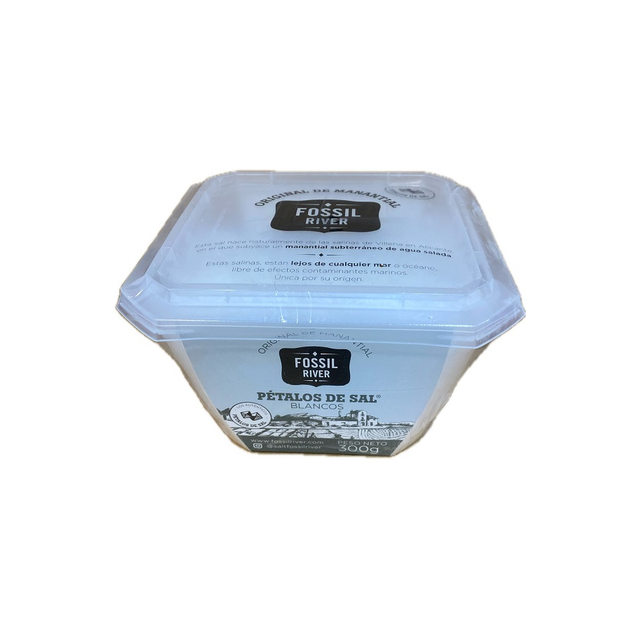 PÉTALOS DE SAL BLANCOS FOSSIL RIVER 300 G – SAL GOURMET PREMIUM DE TEX